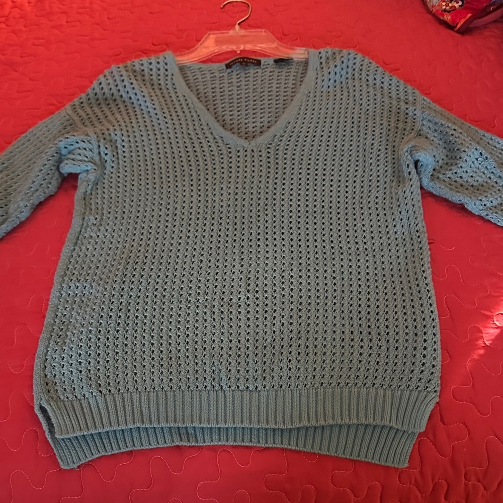 JEANNE PIERRE Teal V-Neck Sweater